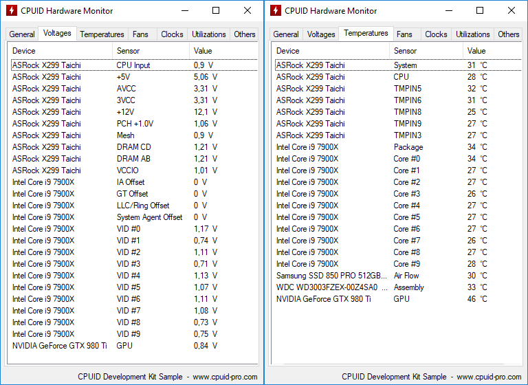 cpuid hardware monitor temperature